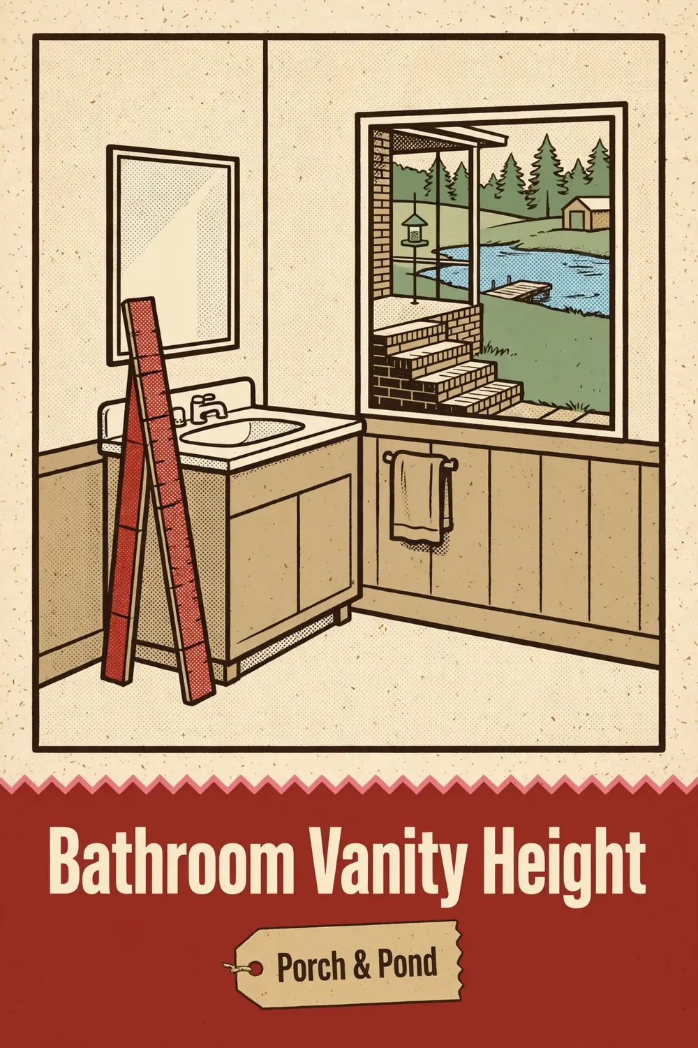 Pinterest pin: a folding rule measuring a bathroom vanity, with the headline Bathroom Vanity Height